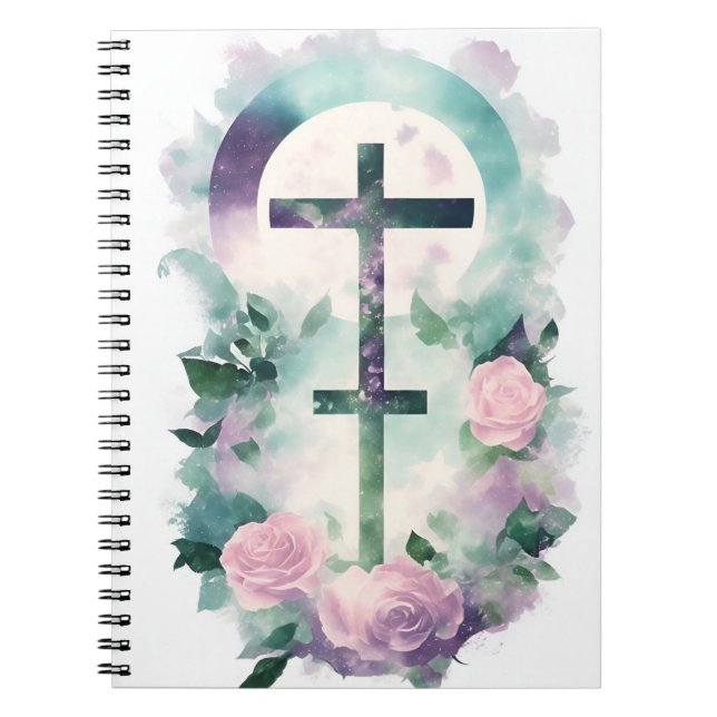 Caderno Espiral Cuaderno cross tattoo flower 32 (Frente)