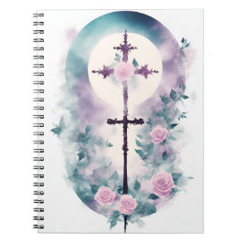 Caderno Espiral Cuaderno cross tattoo flower 33
