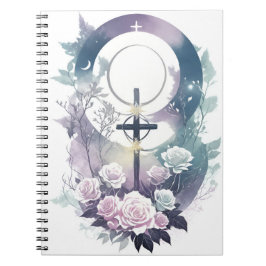 Caderno Espiral Cuaderno cross tattoo flower 34