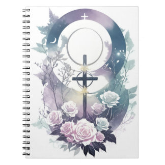 Caderno Espiral Cuaderno cross tattoo flower 34