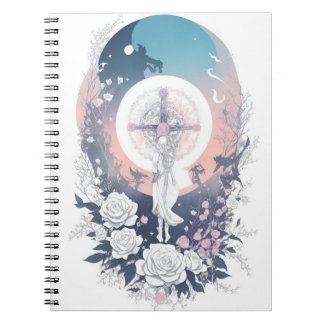 Caderno Espiral Cuaderno cross tattoo flower 35