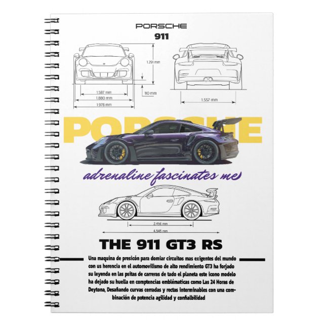 Caderno Espiral Cuaderno diseño Plantilla porsche  (Frente)