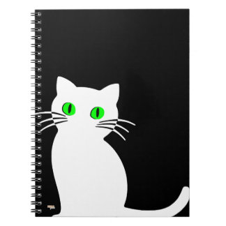 Caderno Espiral Cuaderno Glowing Eyes Black & White Cat