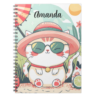 Caderno Espiral Cuaderno Kawaii Summer Cat