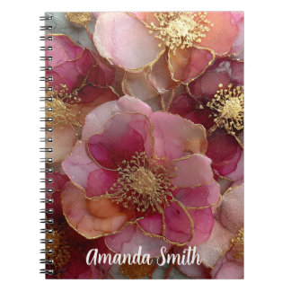 Caderno Espiral Cuaderno Personalizable con Nombre Diseño Flores