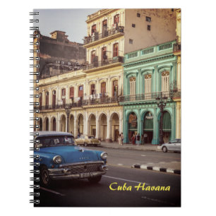 Caderno Espiral Cuba Havana Antigo Carro Clássico Paisagem Urbana