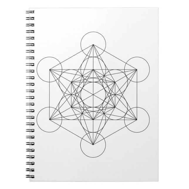 Caderno Espiral Cubo de Metatron Preto e Branco (Frente)