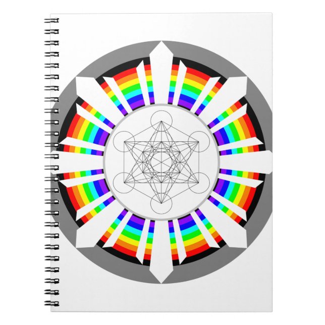 Caderno Espiral Cubo de Metatron Prisma de Arco-Íris (Frente)