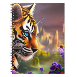 Caderno Espiral Cubo De Tigre, Flores Roxas