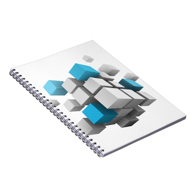 Caderno Espiral Cubos 3D de SlipperyJoe caindo arranjos cativantes (Lado Direito)