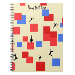 Caderno Espiral Cubos dançarinos de Mondrian Fundo de Luz Vermelha