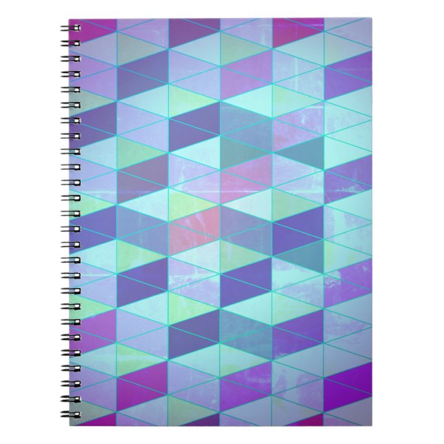 Caderno Espiral Cubos em Triângulos Padrão Geométrico (Frente)
