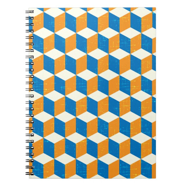 Caderno Espiral Cubos retrorisométricos, ilusão geométrica (Frente)