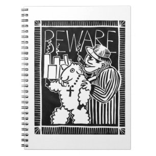 Caderno Espiral Cuidado com os capitalistas no vestuário de ovelh