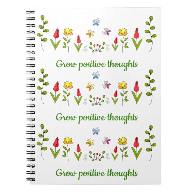 Caderno Espiral Cultivar flores de pensamentos positivos (Frente)