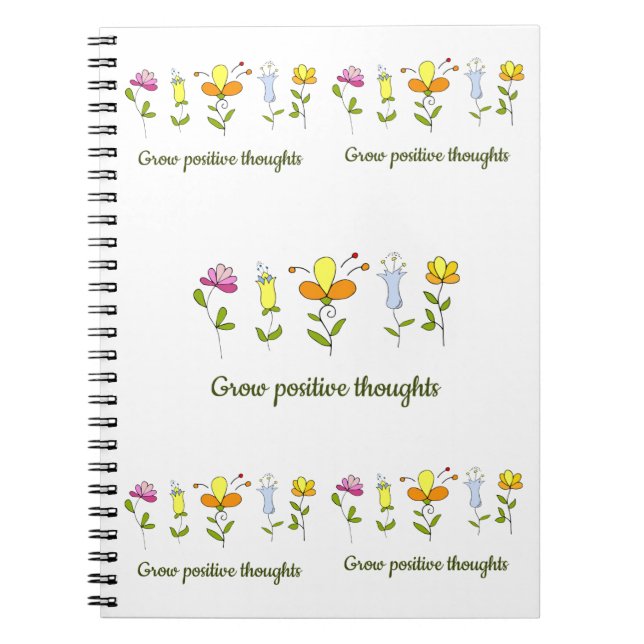 Caderno Espiral Cultivar flores de pensamentos positivos (Frente)