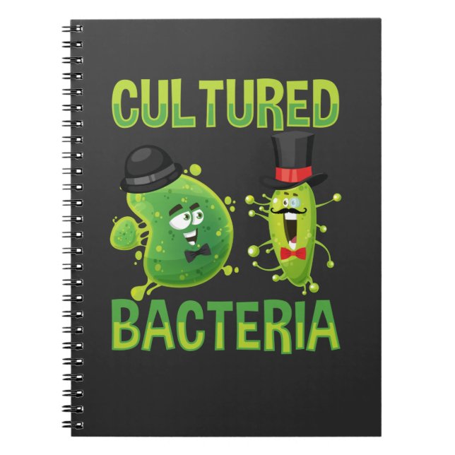 Caderno Espiral Cultura Microbiológica Bactérias Science Pun (Frente)