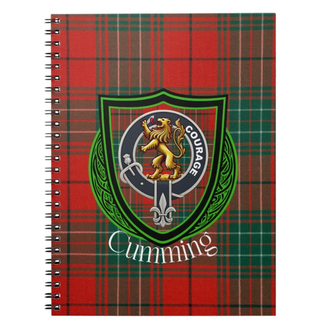 Caderno Espiral Cumming Scottish Clan Tartan & Crest (Frente)