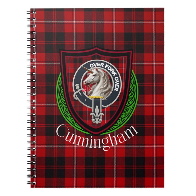 Caderno Espiral Cunningham Scottish Clan Tartan & Crest (Frente)