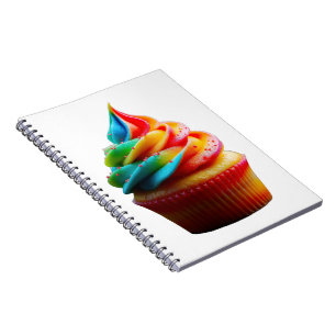 Caderno Espiral Cupa de bolo de arco-íris deslumbrante do Slippery