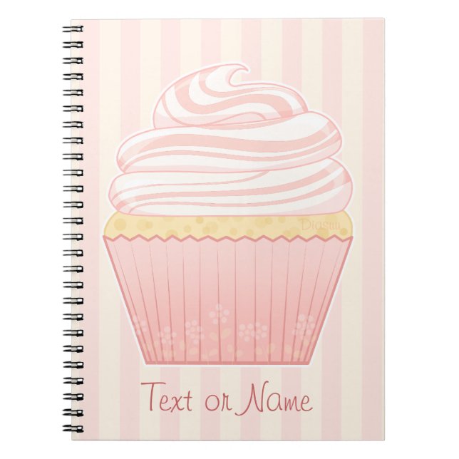 Caderno Espiral Cupcake elegante cor-de-rosa doce (Frente)