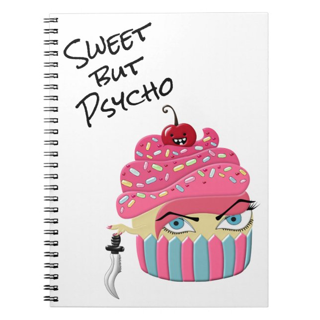 Caderno Espiral Cupcake rosa-claro Kawaii desenhando Halloween ass (Frente)