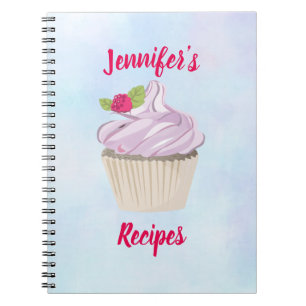 Caderno Espiral Cupcake rosa delicioso Berry no topo