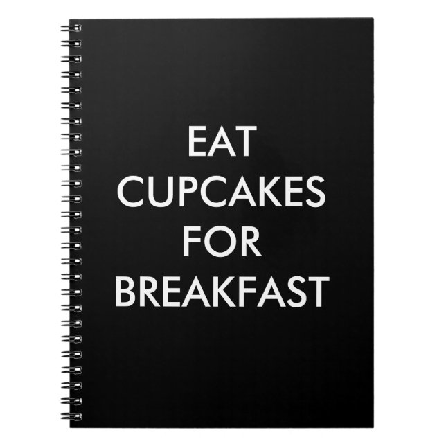 Caderno Espiral Cupcakes a preto para o notebook BREAKFAST (Frente)