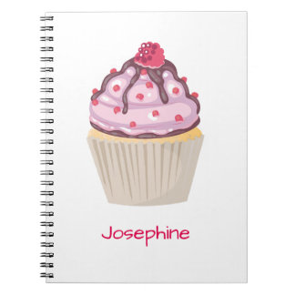 Caderno Espiral Cupcakes cor-de-rosa