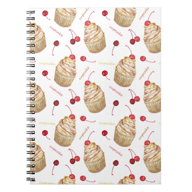 Caderno Espiral Cupcakes de aquarela (Frente)