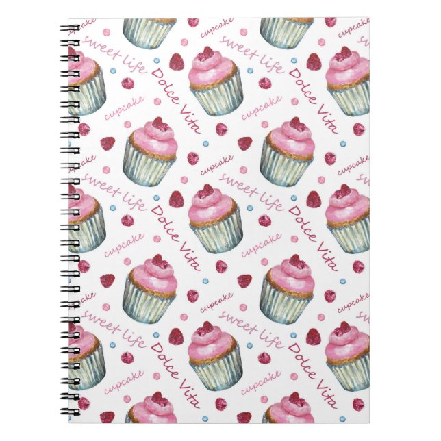 Caderno Espiral Cupcakes de aquarela (Frente)