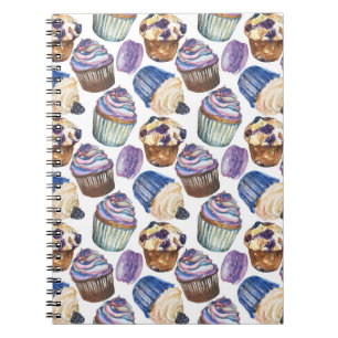 Caderno Espiral Cupcakes de aquarela