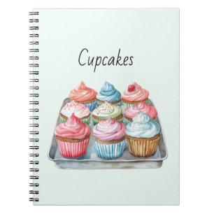 Caderno Espiral Cupcakes de Chocolate Rosa Azul Menta