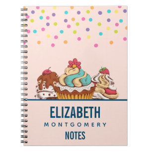 Caderno Espiral Cupcakes de Estilo Retro Deserto Doce