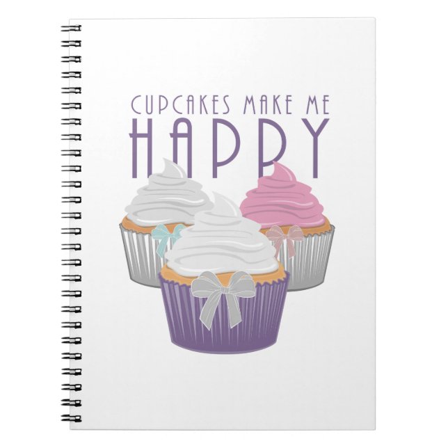 Caderno Espiral Cupcakes me fazem feliz (Frente)