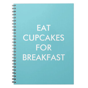 Caderno Espiral Cupcakes Turquesa COMEM PARA O Notebook BREAKFAST