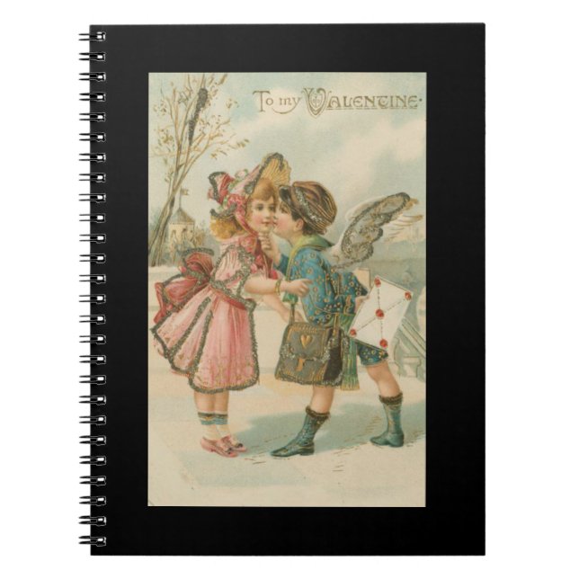 Caderno Espiral Cupido Boy and Girl in Pink Namorados (Frente)