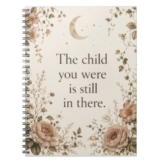 Caderno Espiral Cura do Filho Interior Citação Floral Vintage