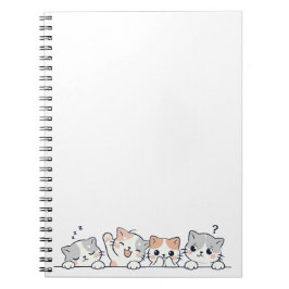 Caderno Espiral Curious Paws - Cute Cats Friends Peeking