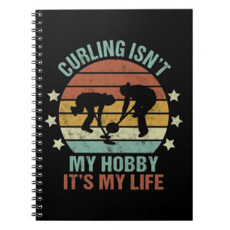 Caderno Espiral Curling Funny Sayings Ice Sports Retro