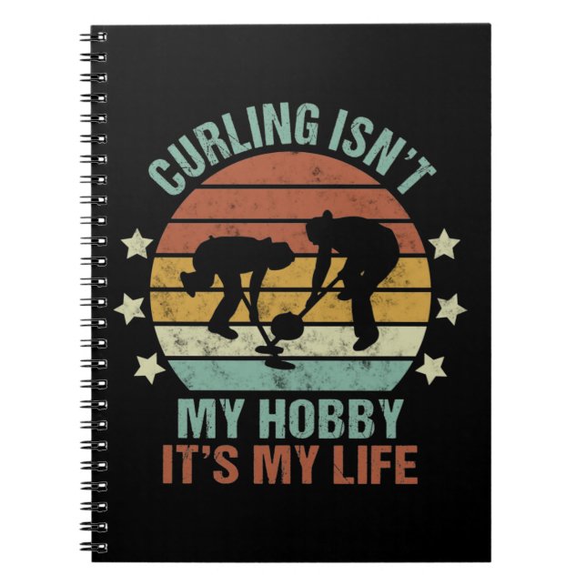 Caderno Espiral Curling Funny Sayings Ice Sports Retro (Frente)