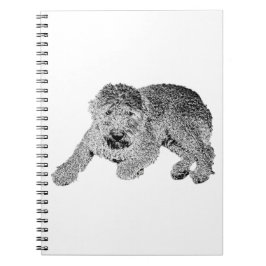 Caderno Espiral Curly Dog Notebook – Lying Pose in Black & White