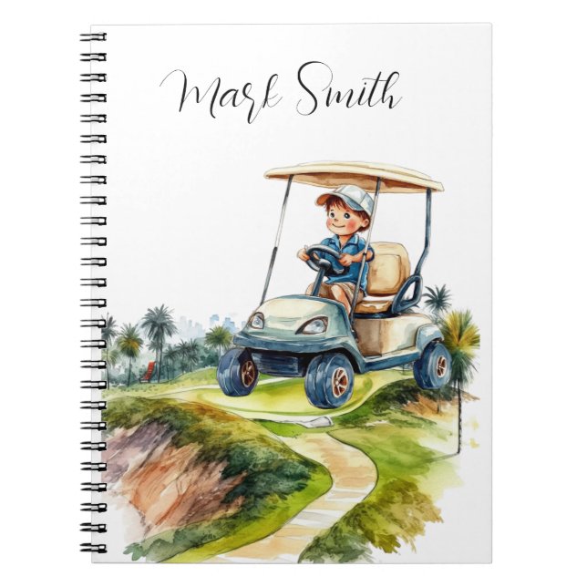 Caderno Espiral Curso de golfe com presentes de nome para golfista (Frente)