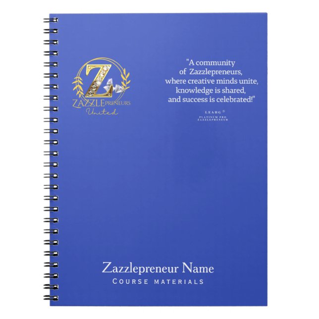 Caderno Espiral Curso Personalizado de Negócios Zazzle da LeahG (Frente)
