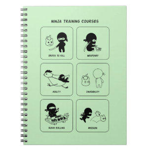 Caderno Espiral Cursos de formação de Ninja, cor feita sob