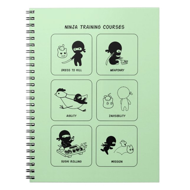 Caderno Espiral Cursos de Treinamento Ninja, Cor Personalizada (Frente)