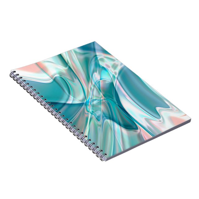 Caderno Espiral Curvas amassadas em tons claros de azul e rosa (Lado Direito)