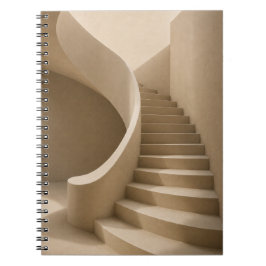 Caderno Espiral Curved Staircase Minimalist Beige Notebook