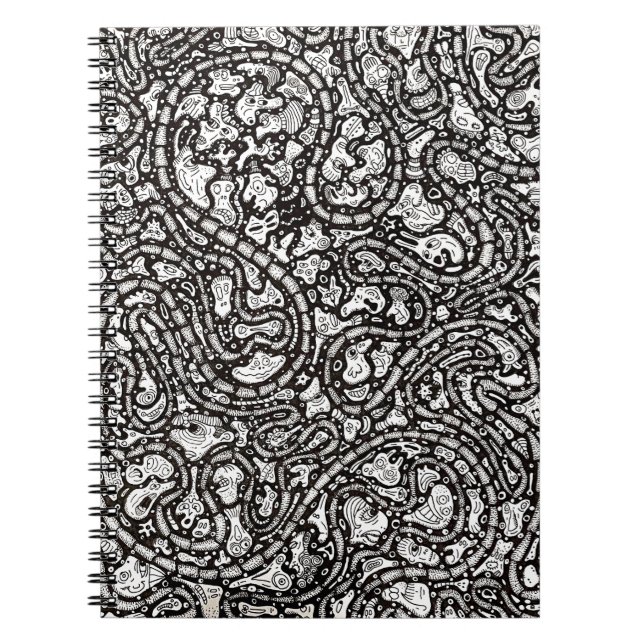 Caderno Espiral Curvy Twisty Cartoon Weird Faces Design (Frente)