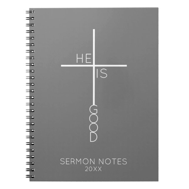 Caderno Espiral Custom Abstract Cross Minimalist Grey Christian (Frente)
